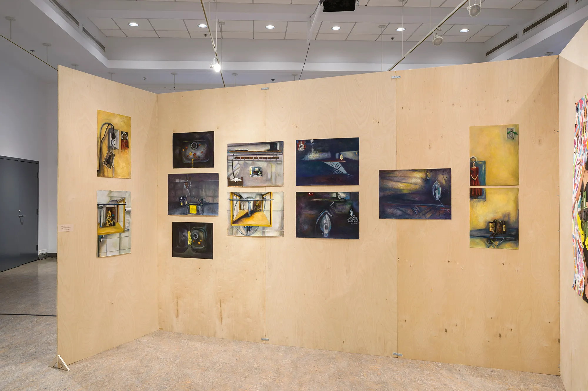 Maryam Izadifard, Là où commence la chute du silence, 2025. Huile sur toile et huile sur papier