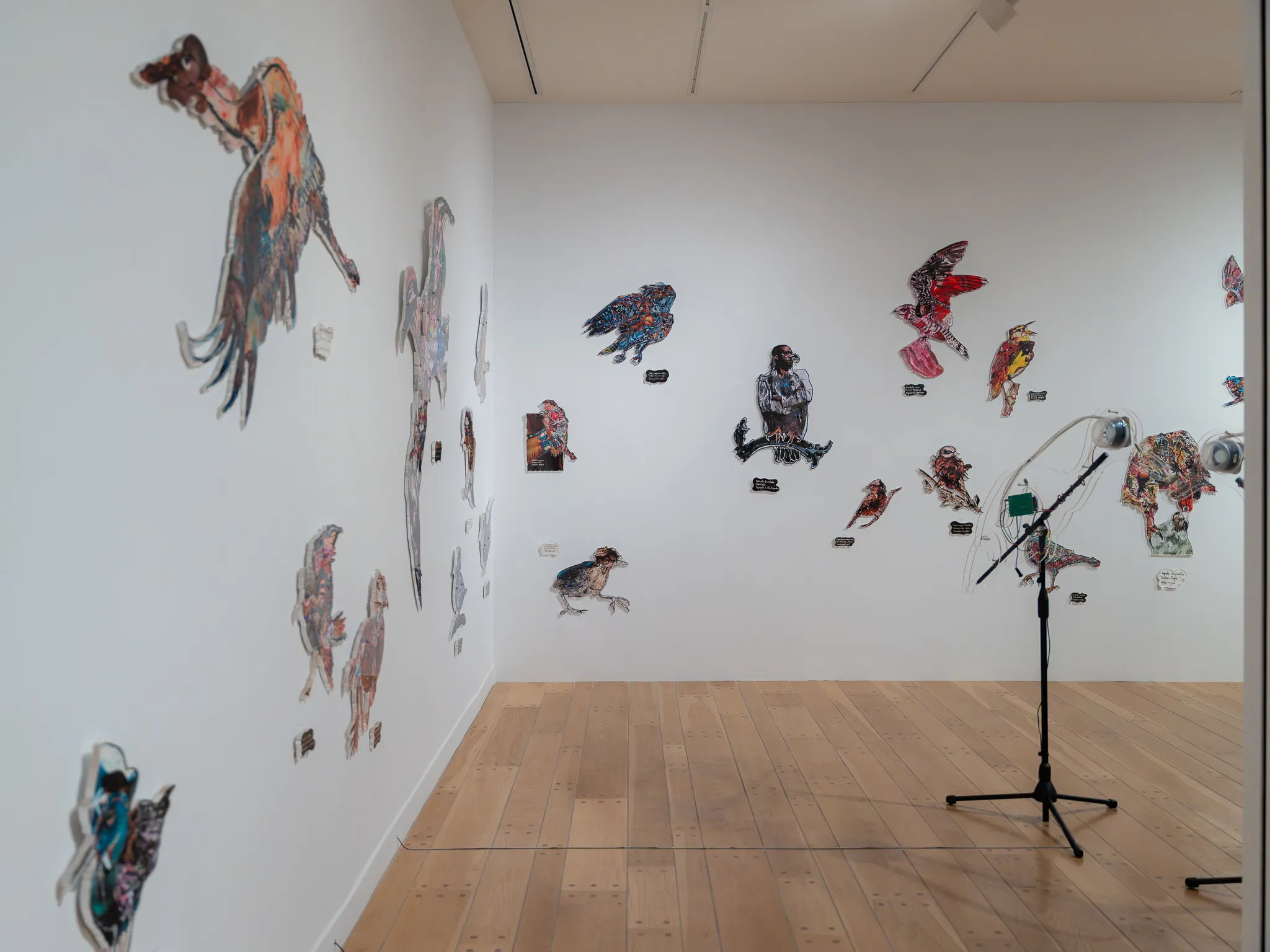 Dominique Paul, Damoiseaux, 2020-2021 (g. et ar.-plan)) et Parle-moi : Talk to Me, 2023 (dr.)