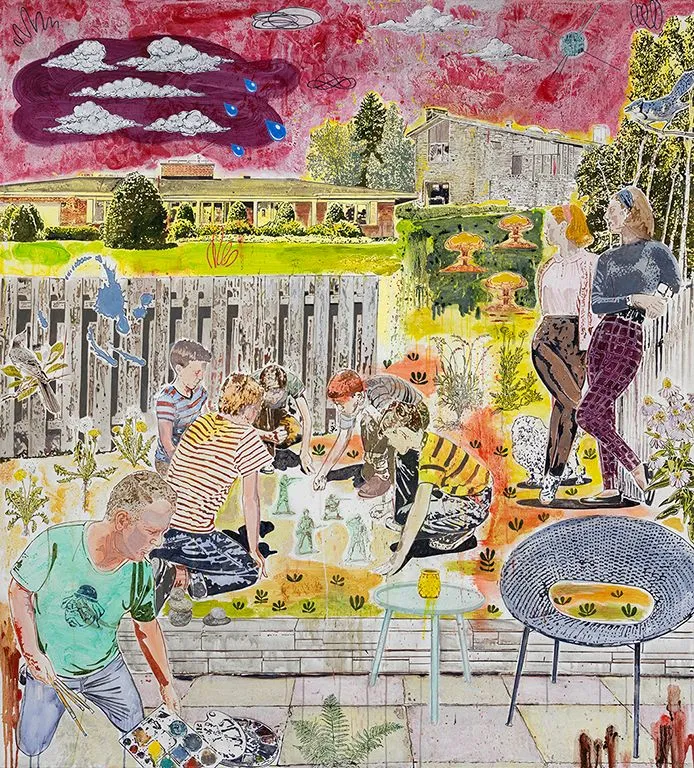 Steven Orner, suburbia, family life, domesticity, leisure, games, backyard