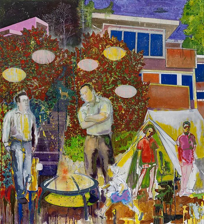 Steven Orner, suburbia, family life, domesticity, leisure, games, backyard